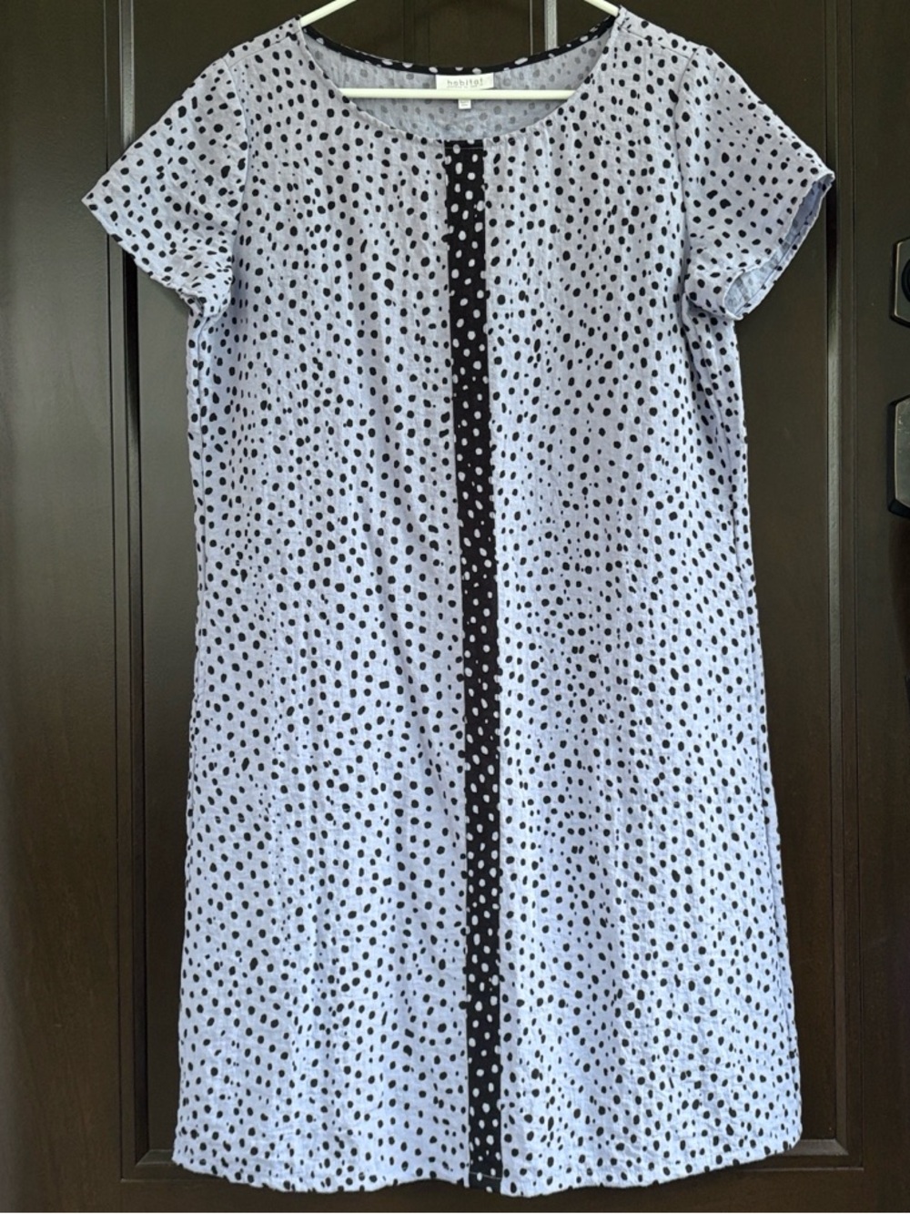 EUC Habitat Tunic Dress Periwinkle Black Polka Dot Generous Size Small